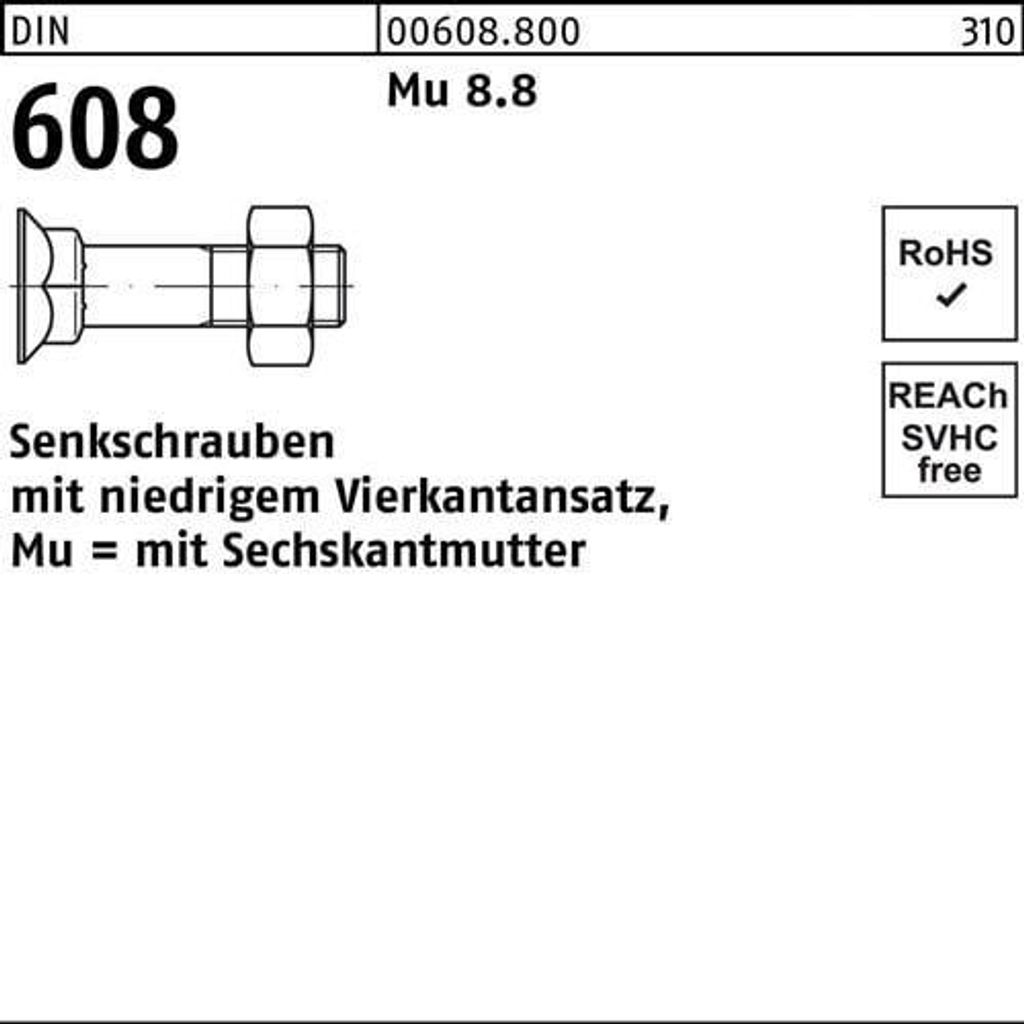 Reyher 608 Senkschrbn m.4kt. 12x 45 Güte 8.8 Mu (100 Stück)