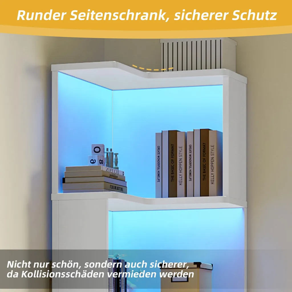 Bibliothèque d'angle LED 175cm : Solution Rangement Gain de Place en L - 11