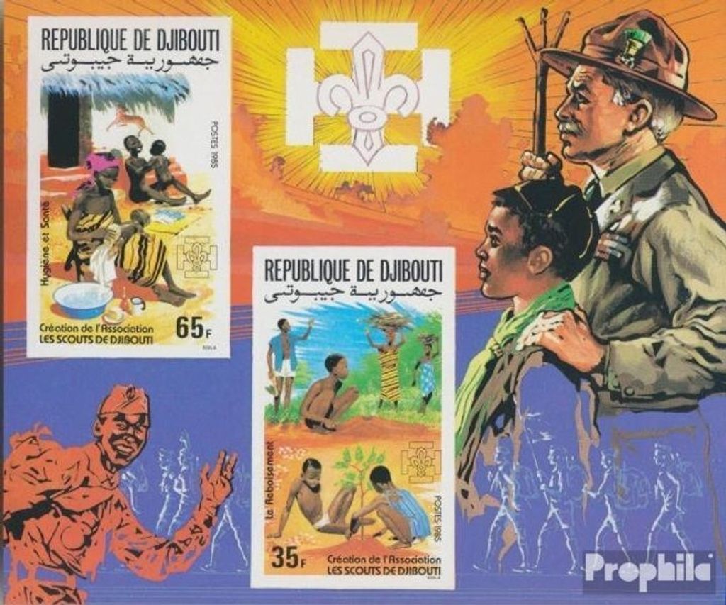 Briefmarken Dschibuti 1985 Mi Block116B (kompl.Ausg.) postfrisch Pfadfindervereinigung
