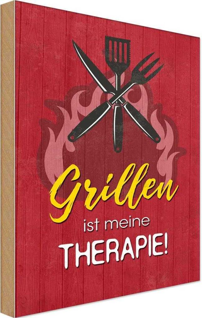 vianmo Holzschild 30x20 cm Grillen ist meine Therapie Spruch Zitat