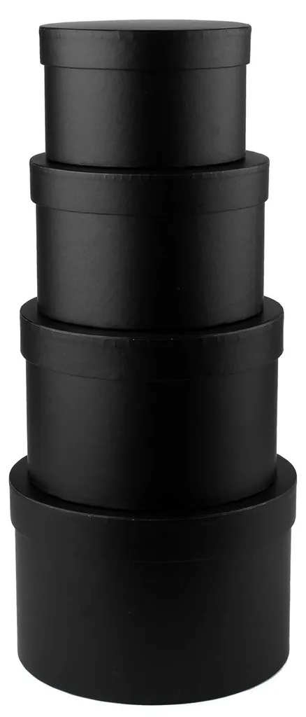 Boîtes à Fleurs en Carton Rigide : Set de 4 Boîtes Rondes avec Couvercles