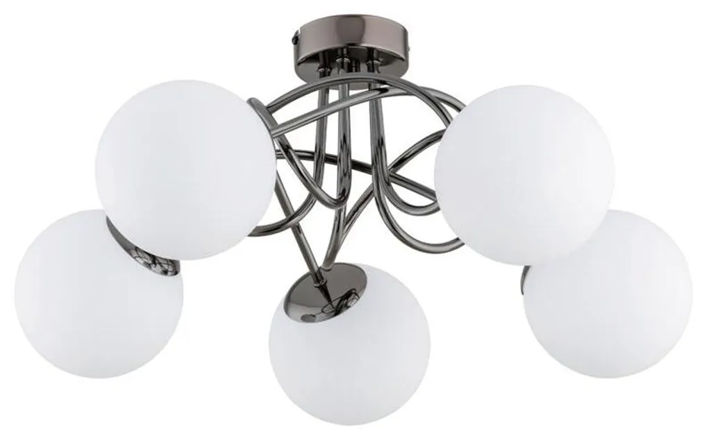 Lustre plafonnier 5 lumières BANKO en métal noir et chrome design 51cm