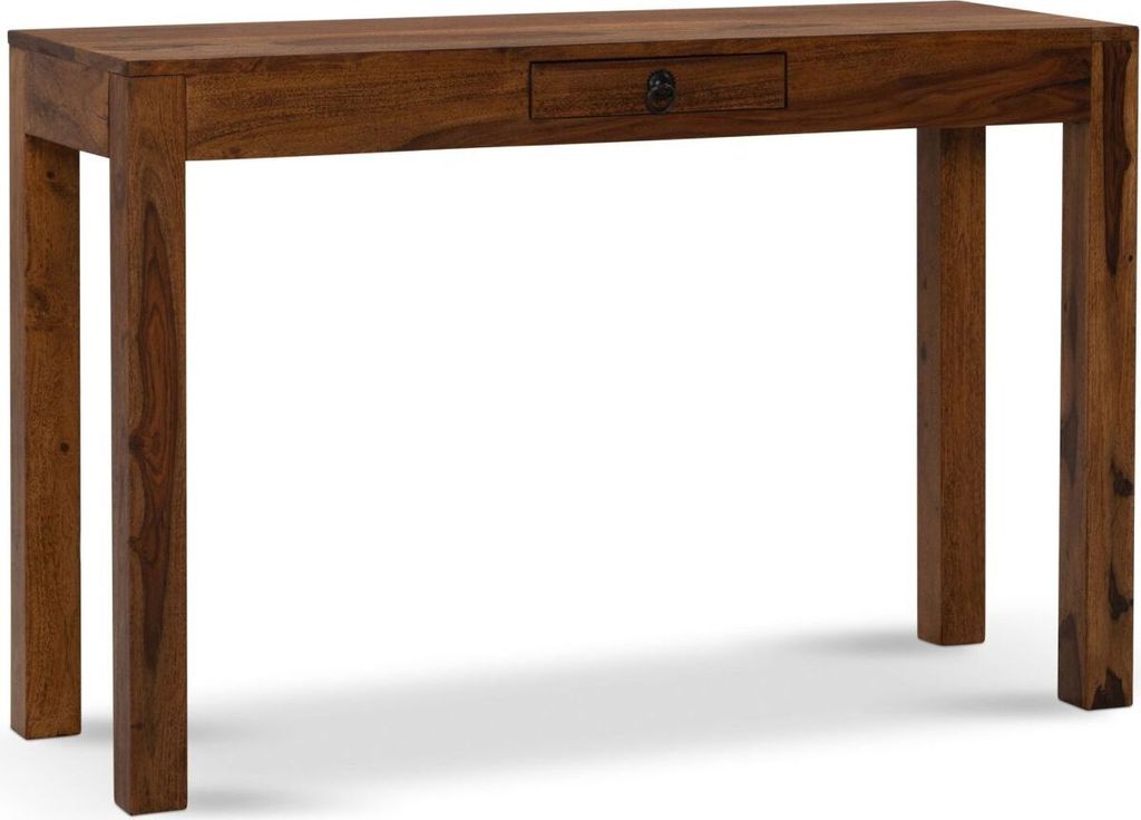 Schreibtisch 118x40x76 cm Sheesham Massivholz Computertisch mit Schublade, Homeoffice Bürotisch Massiv Schmal Platzsparend, Holztisch Laptoptisch ...