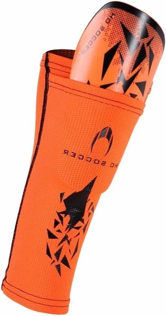 Protège-tibias Rebel XS avec collants de maintien orange et noir souples