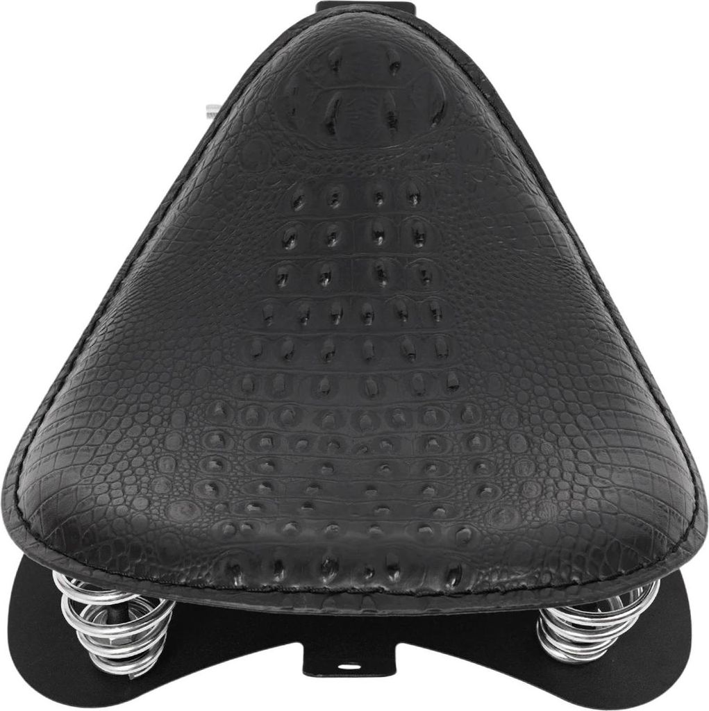 Motorrad Sitzkissen - Sitzpolster - Krokodilprägung - Kunstleder - Weiche Schaumfüllung - 25×31 cm - Mit Federn & Halterung - Schwarz
