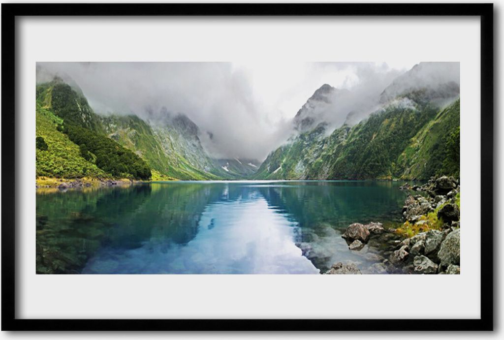 Bild 60x40 MDF-Rahmen Wandkunst Mountain Lake Landschaft Produktbild 