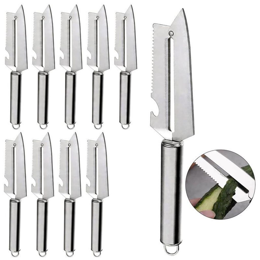 10er Edelstahl Schäler Set Gemüseschäler Multifunktion Sparschäler Küchenhelfer Kartoffelschäler Obstschäler 31cm für Küche Haushalt