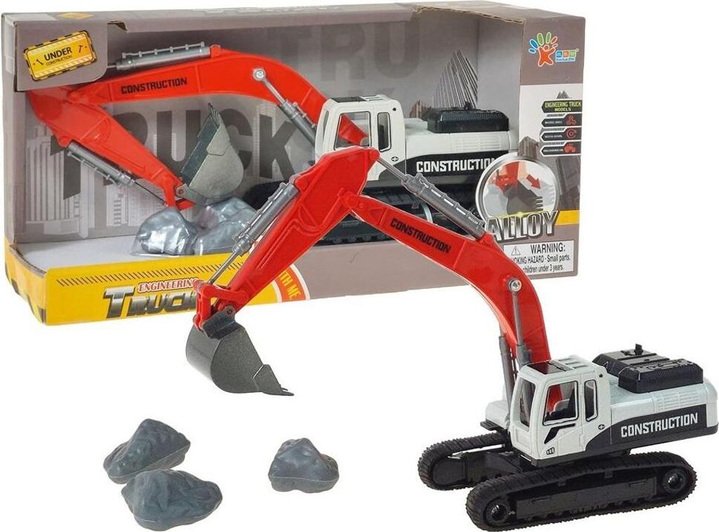Spielzeug Baustellenfahrzeug Bagger aus Metall für Kinder zum Graben und Bauen
