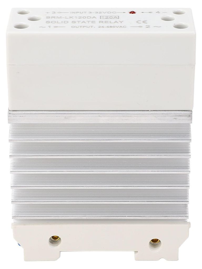 DC-zu-AC-Halbleiterrelais 120 A, 3-32 VDC-Eingang, 24-480 VAC-Ausgang, einphasiges SSR-Modul mit Kühlkörper