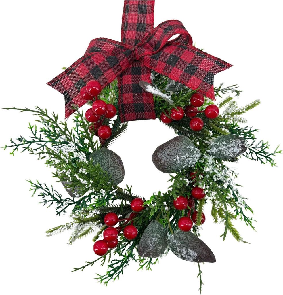 Weihnachts-Schrank-Girlande mit Kiefernnadeln, Beeren und Tannenzapfen für Küchenregale, drinnen und draußen
