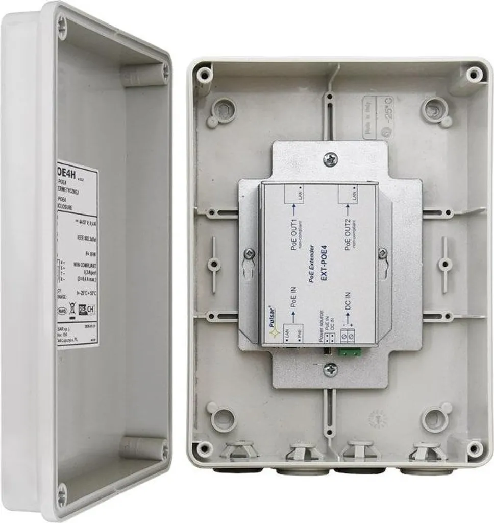 Extendeur PoE Pulsar EXT-POE4H Boîtier Hermétique IP54 2 Ports