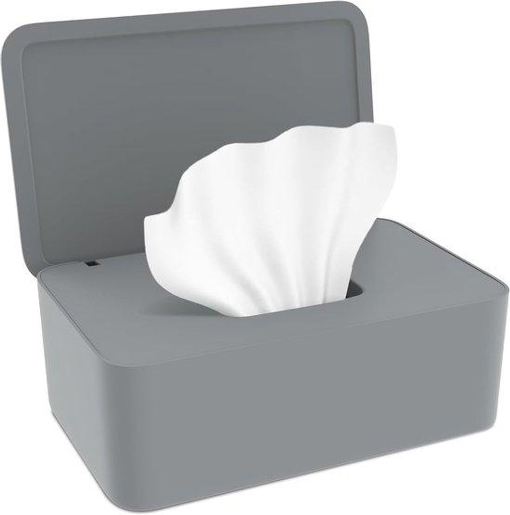 Wet-Wipes-Box, grau, 18,5x12,2x7cm, für Baby und Erwachsene, Deckel