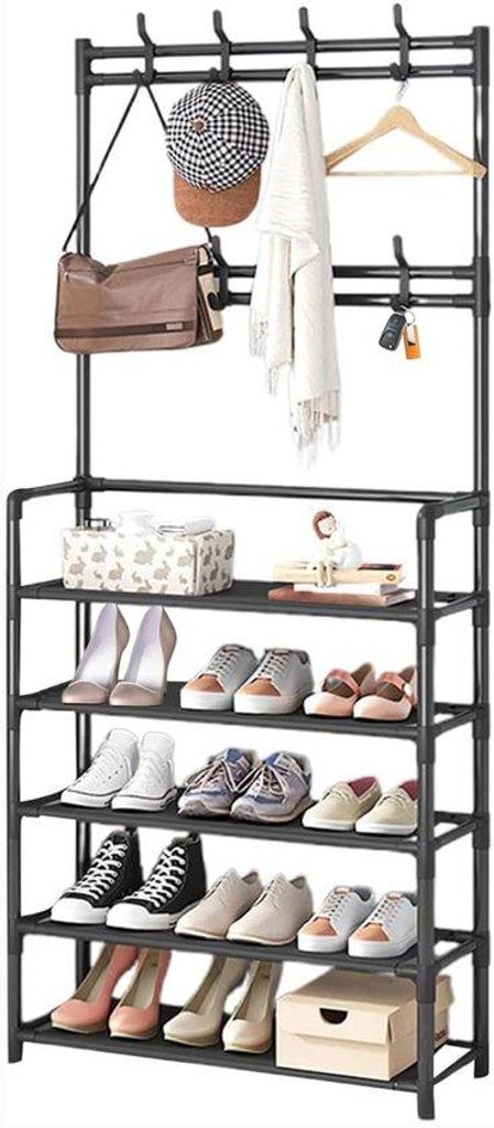 Schubladen-Kapstok mit Schuhschub - multifunktional - schwarz - 171 x 60 x 25 cm