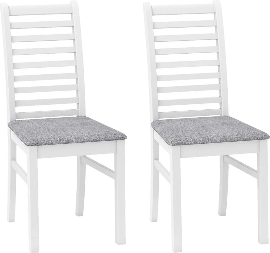Lot de 2 chaises de repas bicolores en similicuir blanc et gris moderne