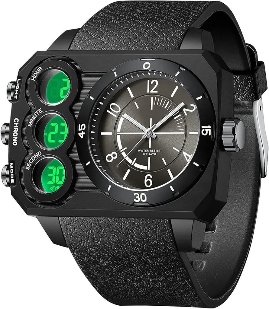 Offerta Orologio Uomo Oversize 3 Fusi Orari | Design Quadrato