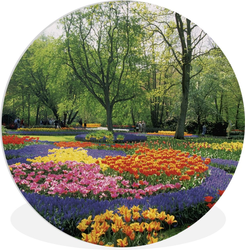 MuchoWow Rundes Wandbild - Runde Bilder Blumenpark Keukenhof in den Niederlanden Ø 90 cm Kreis Wanddekoration Kunststoff - Wandkreis - Wandschmu...