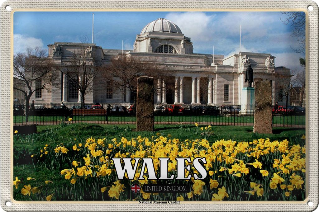 Blechschild Reise 18x12cm Wales United Kingdom Museum Cardiff