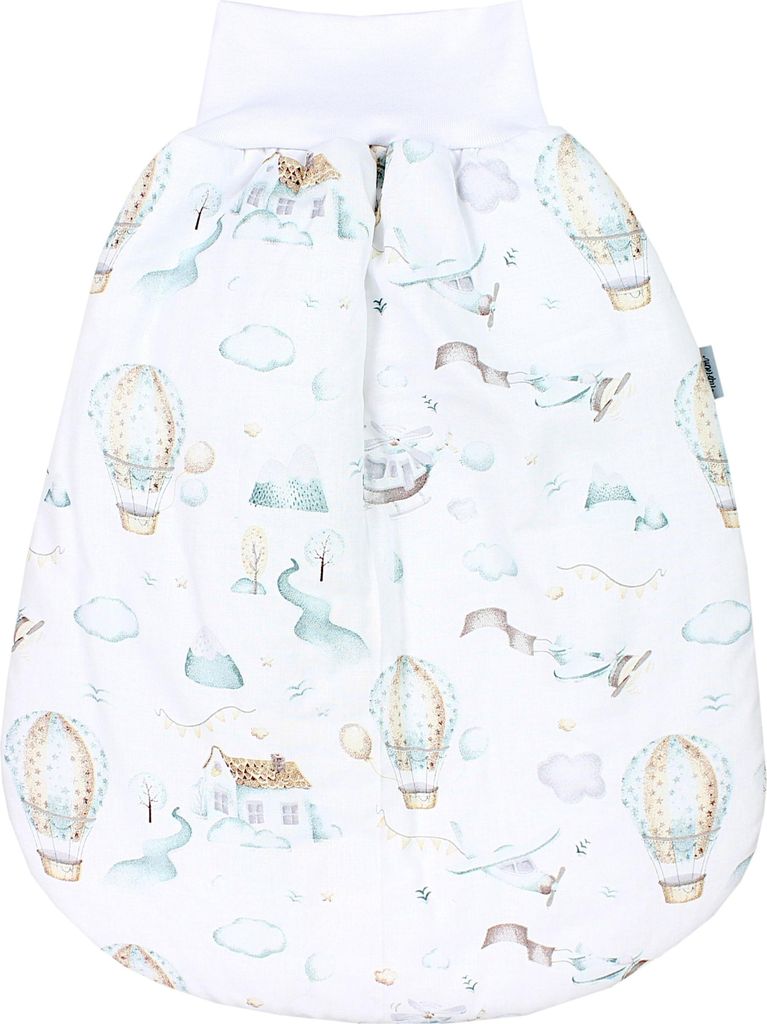 TupTam Baby Strampelsack Schlafsack mit breitem Bund Winterschlafsack für Mädchen Jungen Babyschlafsack, Farbe: Heißluftballons Flugzeuge Mintgr...