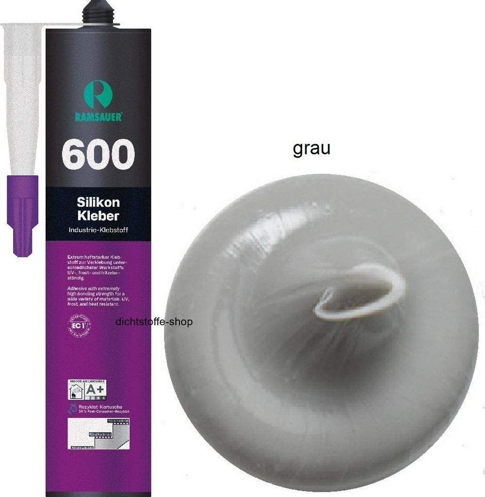 Ramsauer 600 Silikon Kleber 1K Silikon Klebstoff 395g Kartusche grau