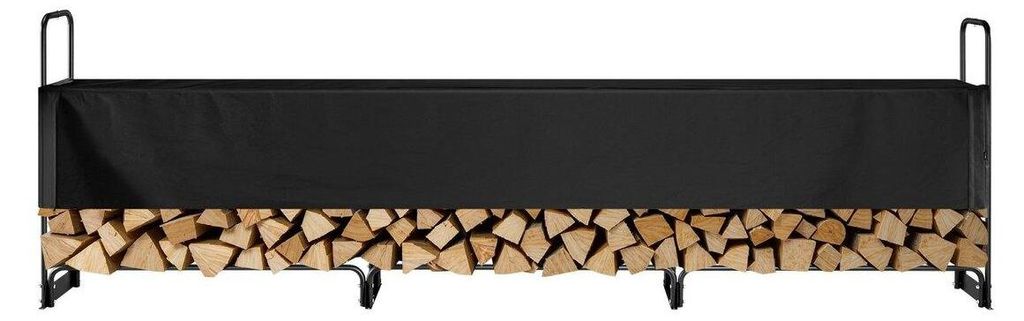 12,7 ft Outdoor-Holzregal mit Abdeckung, 152 x 14,2 x 46,1 in, strapazierfähiger Holzhalter & wasserdichte 600D-Oxford-Abdeckung für Kamin, Terra...