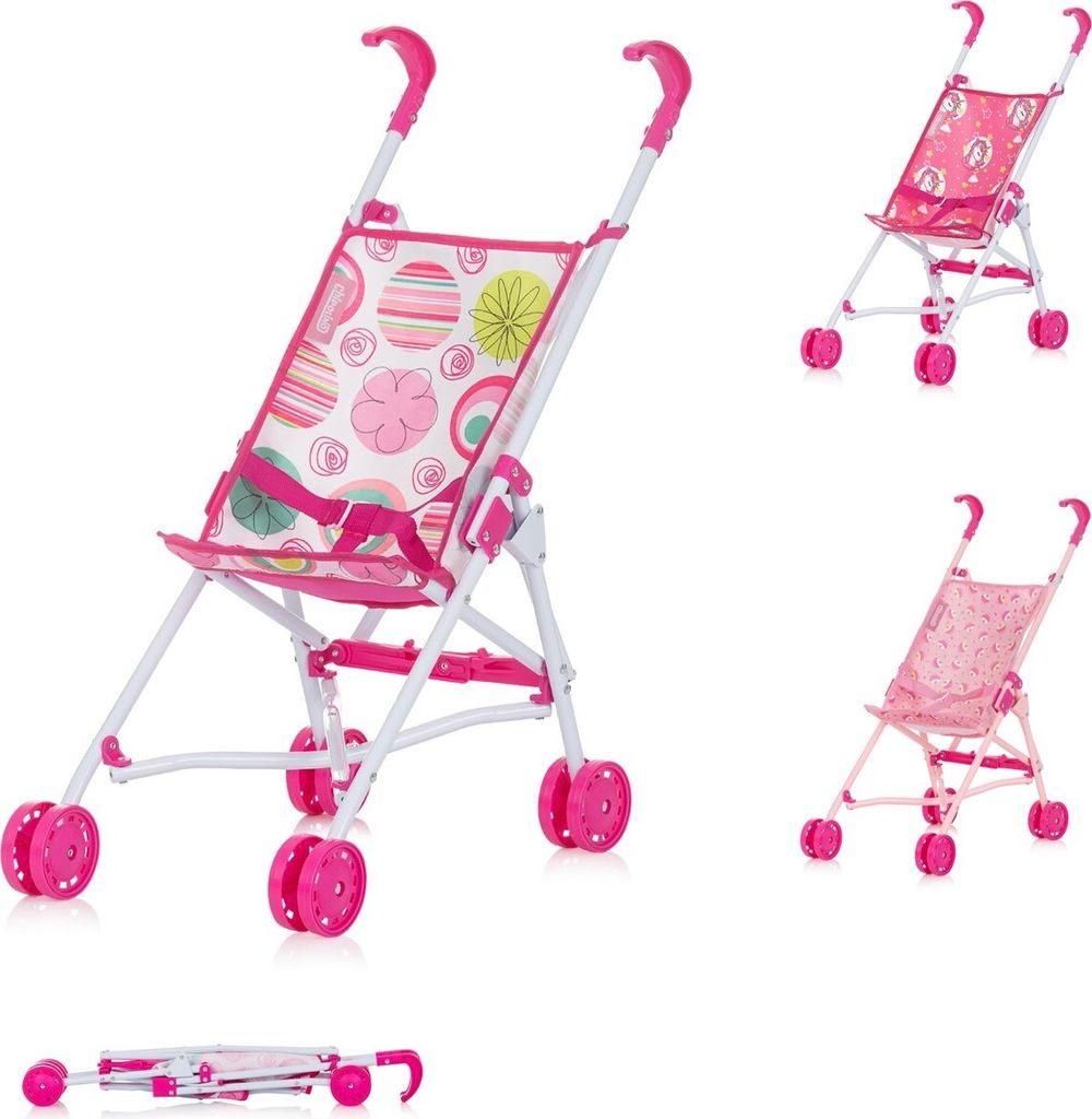 Chipolino Puppenbuggy Lily klappbar, Doppelräder, ab 3 Jahren, Schiebehöhe 57 cm rosa pink