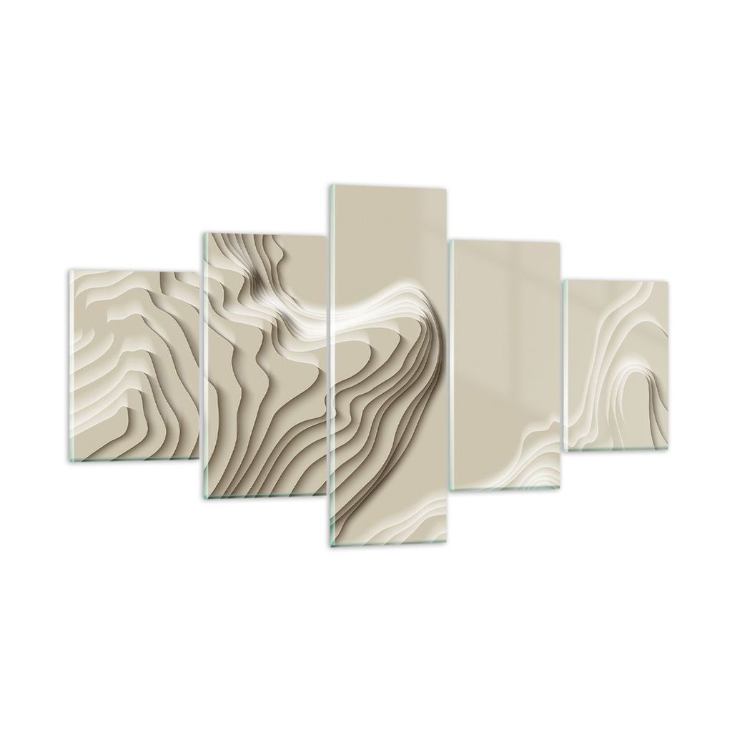 Bilder auf glas - 5 Teile - Dreidimensional cremig strukturell - 125x70cm - Glasbilder - Wandbilder - Bilder - Wanddekoration aus Glas - Glas Bilde...
