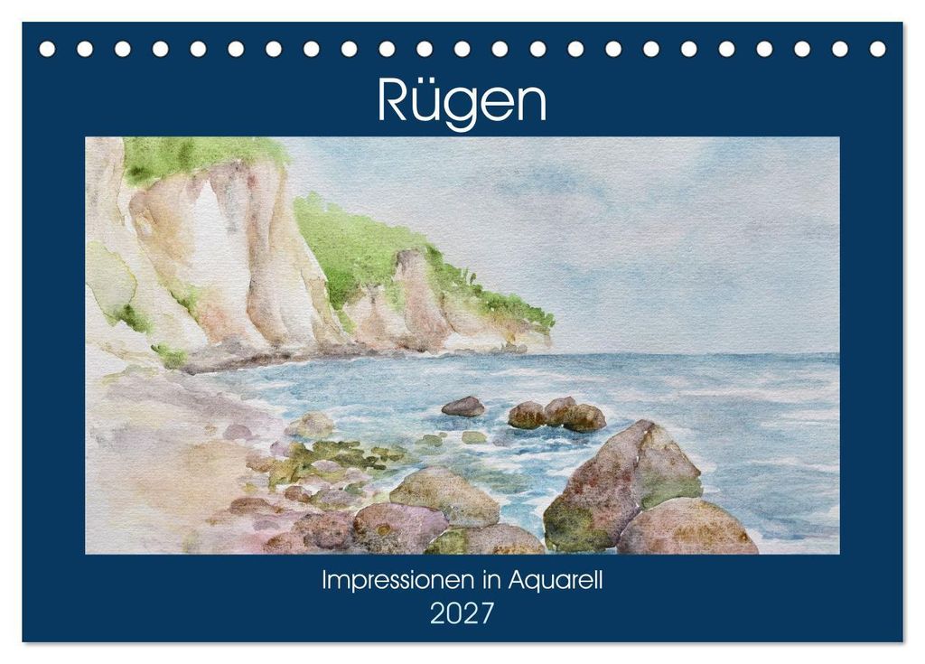 Rügen Impressionen in Aquarell (Tischkalender 2027 DIN A5 quer), CALVENDO Monatskalender