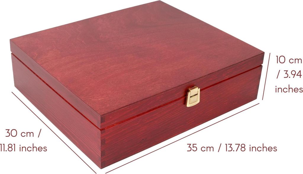 Creative Deco Rote Weinkiste Holzkiste - Weinbox für 3 Flaschen mit Deckel und Verschluss