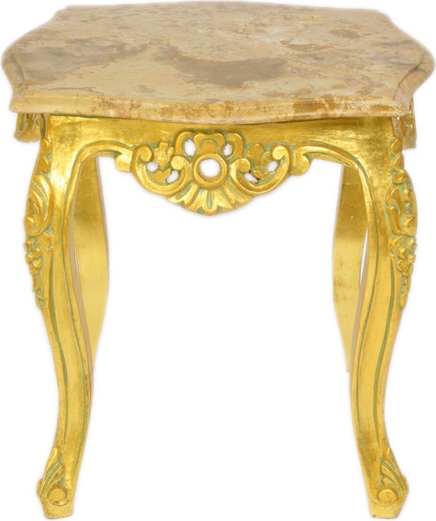 Casa Padrino Barock Beistelltisch Gold mit cremefarbener Marmorplatte 55 x 55 cm x H 55 cm