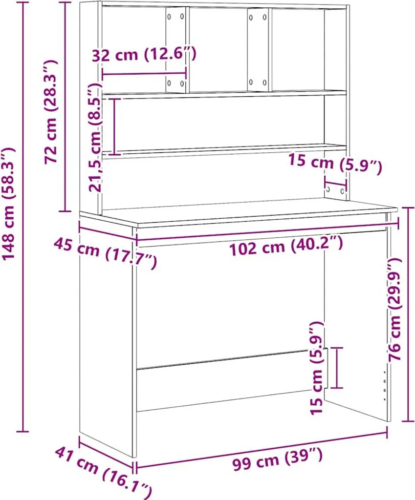Bureau bibliothèque chêne 148cm de haut pour ranger et travailler malin - 7