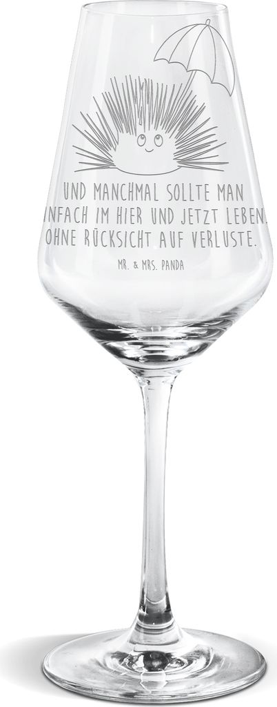Mr. & Mrs. Panda Weinglas Seeigel - Transparent - Geschenk, Weißweinkelch, Meer, Leben, Hier und Jetzt, Achtsamkeit, Lebe, wein glas, Selbstliebe,...