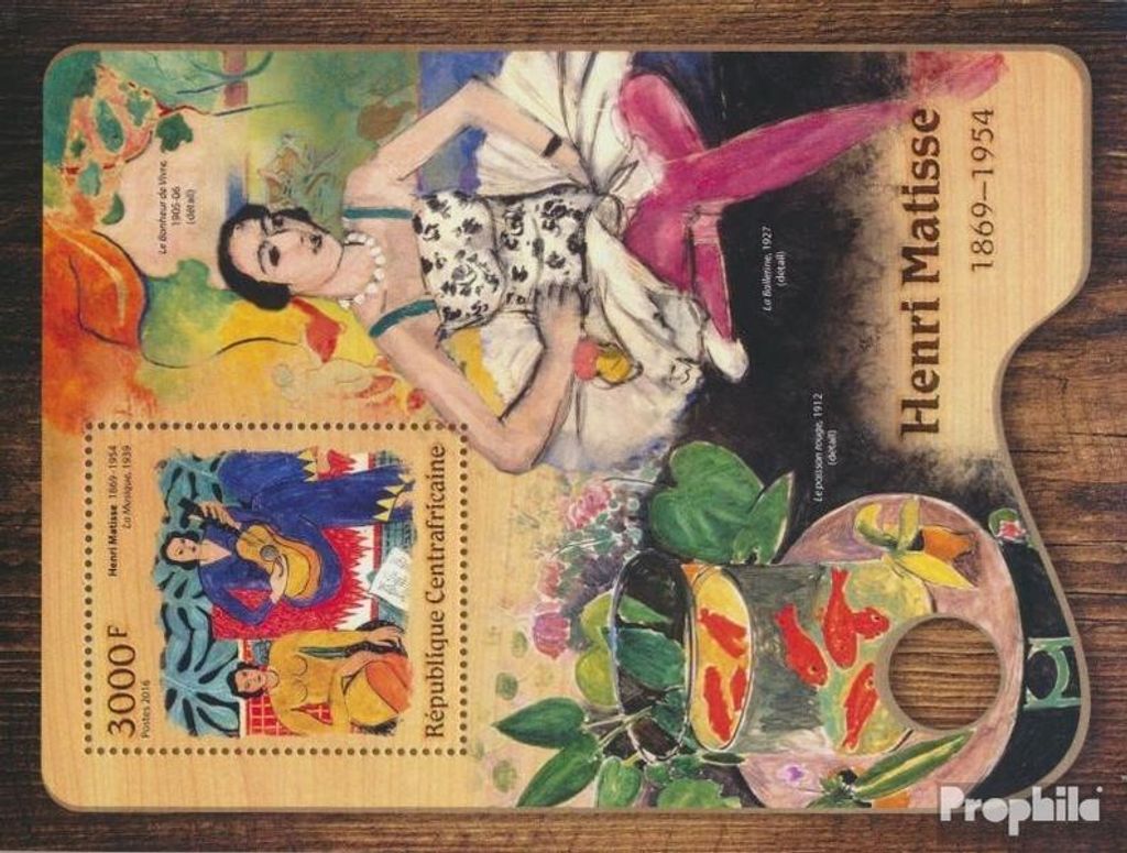 Briefmarken Zentralafrikanische Republik 2016 Mi Block 1520 (kompl. Ausgabe) postfrisch Henri Matisse
