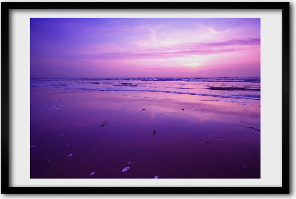 Bild 60x40 MDF-Rahmen, Wandkunst West-Sonne Meer
