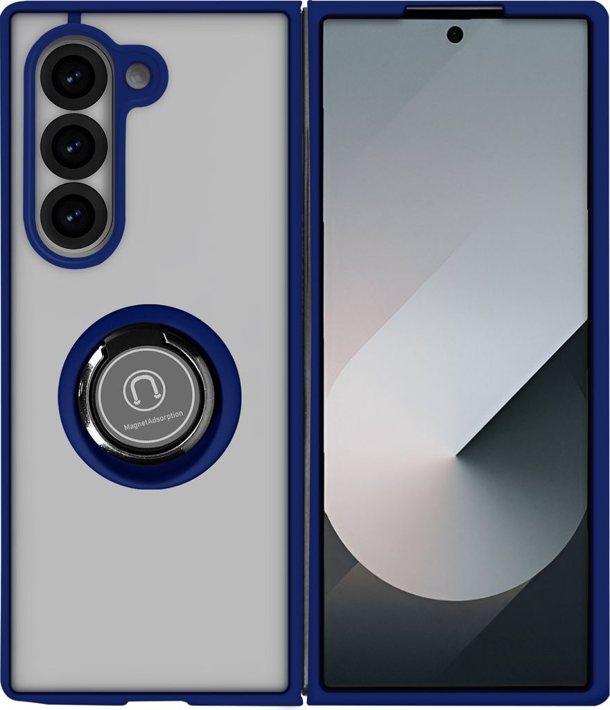 Avizar, Schutzhülle für Samsung Galaxy Z Fold6 Metallring Video-Unterstützung, Nachtblau