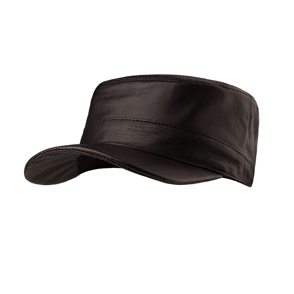 Herren Leder CUBA Cap Hut Schirmmütze in Brown-Anilin