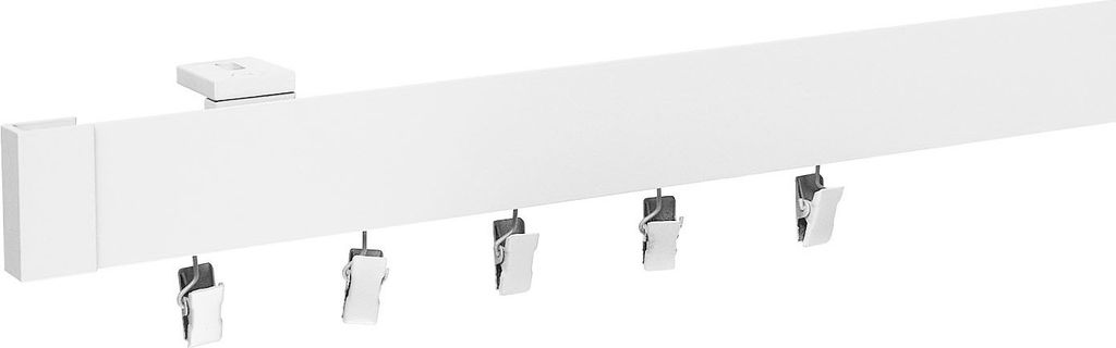 Voppi Aluminium Gardinenschiene Modern 1-läufig 440 cm weiß, silent Gleiter mit Klammern und Haken, Vorhangschiene, Deckenmontage
