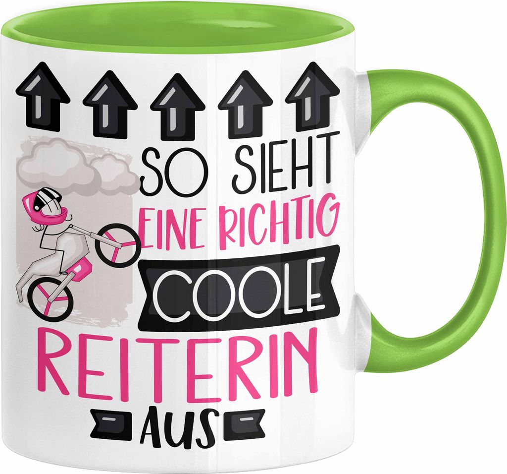 Reiterin Geschenk Tasse Lustig Geschenkidee für Reiterin Geburtstag So Sieht Eine Richtig Coole Reiterin Aus Frauen Spruch (Grün)