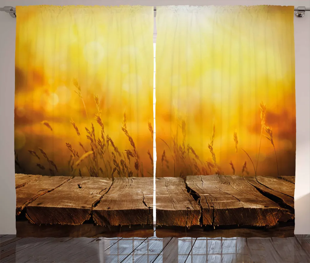 Rideau Prêt à Poser 280x225 cm, Solution Déco Rustique Orange et Brun