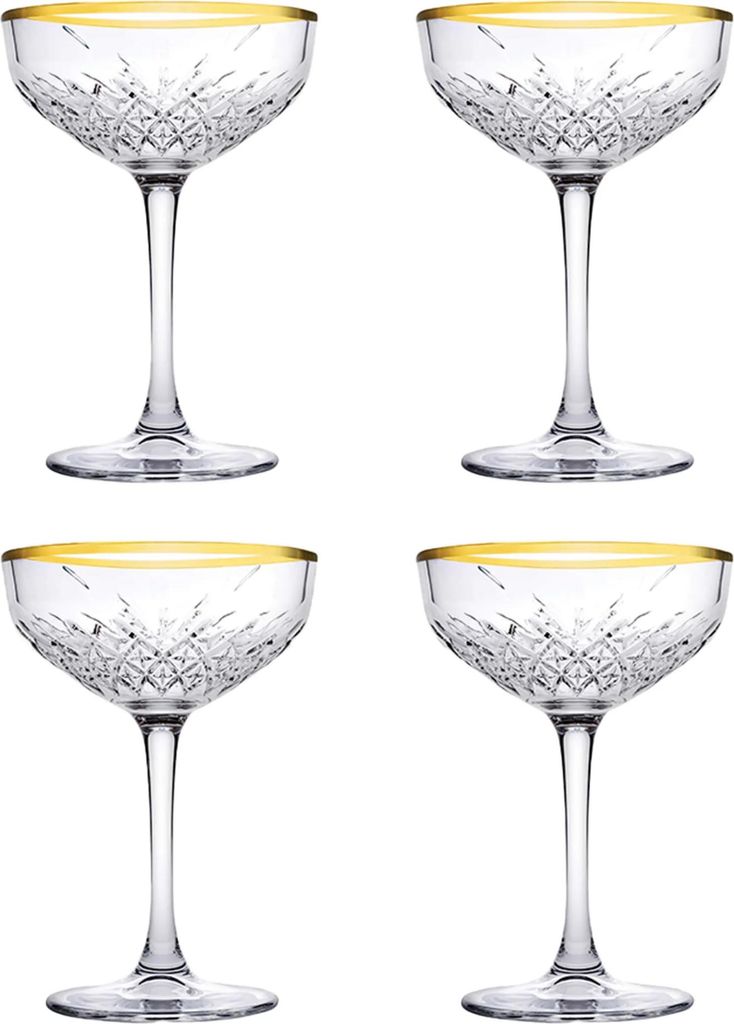 Pasabahce Set di 4 bicchieri da champagne dal tocco dorato Immagine del prodotto 