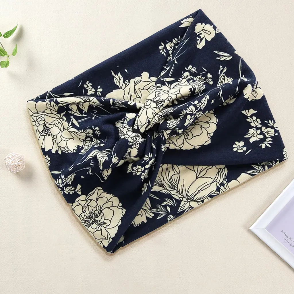 Cerchietto Blu Navy in Cotone Floreale - Stile Preppy e Intramontabile