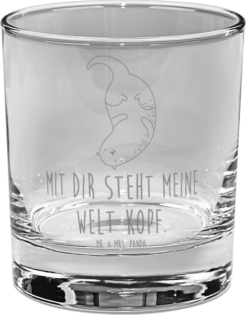 Mr. & Mrs. Panda gravur glas Otter Kopfüber - Transparent - Geschenk, Verknallt, Tumbler, Cocktailglas, Niedlich, für Gin, Verliebt, Liebe, Seeotter