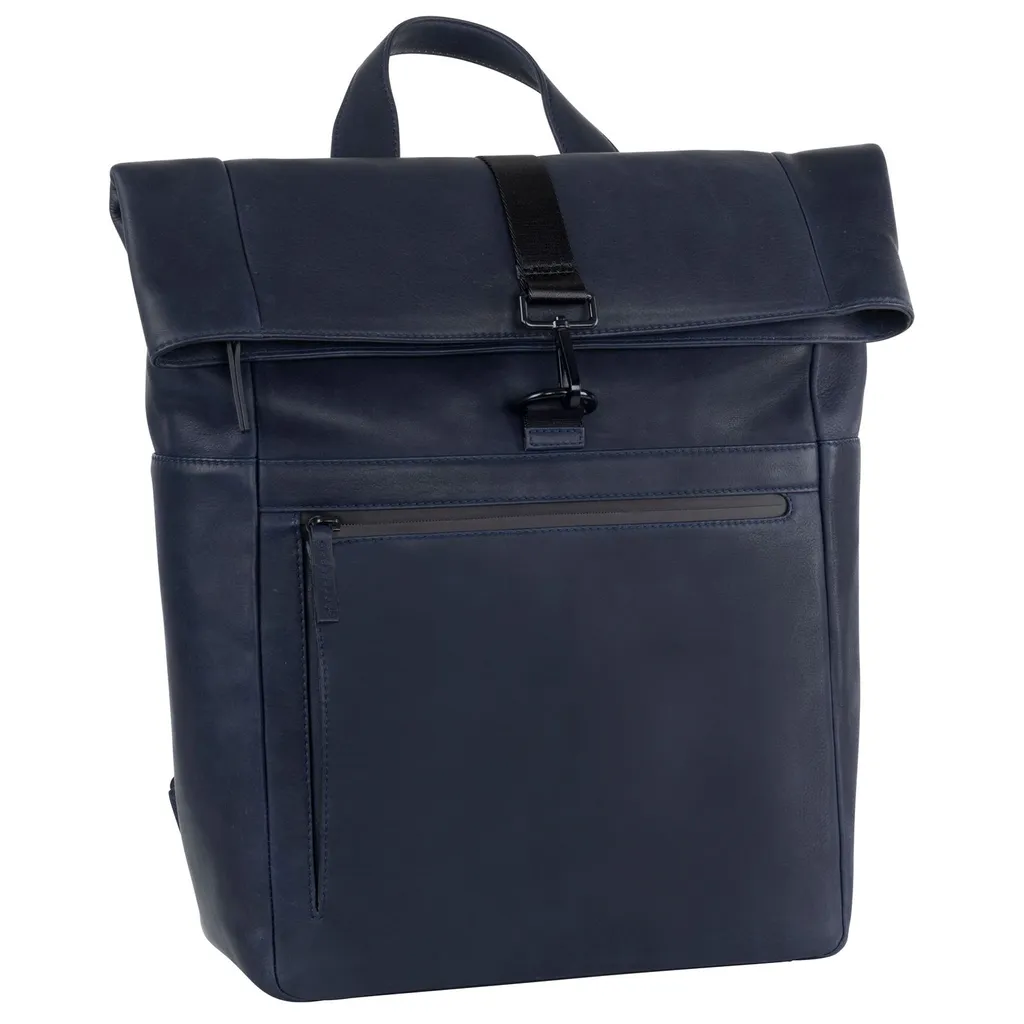 Protégez votre ordinateur avec le sac à dos cuir Den Haag Rolltop Bleu