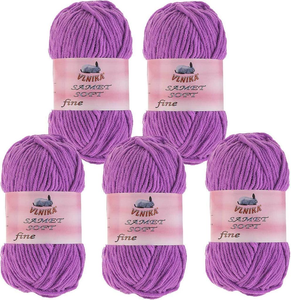 5 x 100g Strickgarn Samet Soft Fine Chenille-Strickgarn Samtwolle flauschige