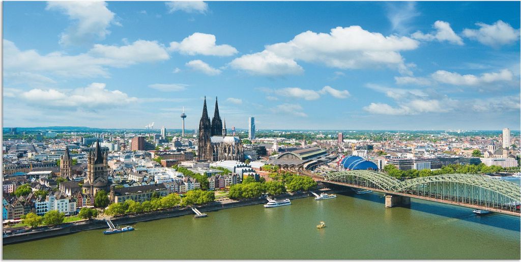 ARTland Wandbild Alu für Innen & Outdoor Köln Rheinpanorama Größe: 40x20 cm