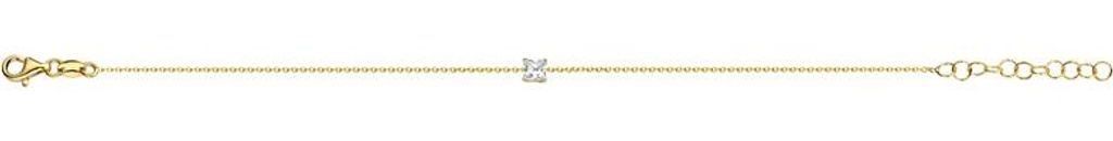 New Bling 9NB-0616 Silberarmband mit Zirkonia - Ankerglied - Zirkonia - Quadratisch - 6 mm - 15,5 + 1 + 1 + 1 + 1 cm - Goldfarbe