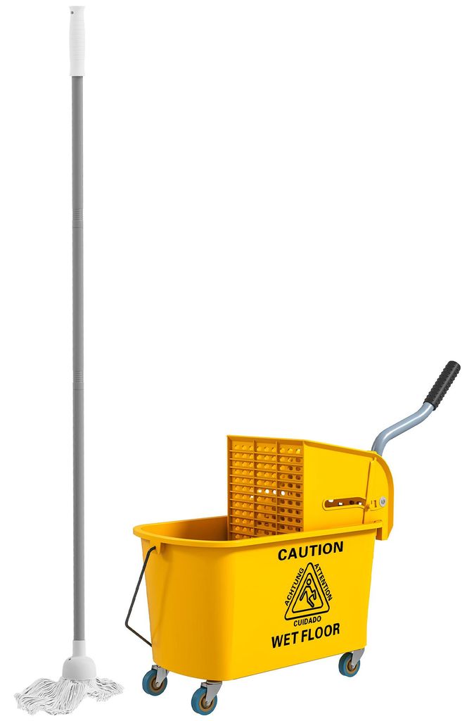 HOMCOM schoonmaakwagen, 20 liter, met pers en bezemset, Productafbeelding 