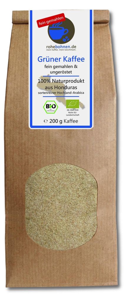 Ekologiczna zielona kawa, BARDZO DROBNO MIELONA, 100% Zdjęcie produktu 