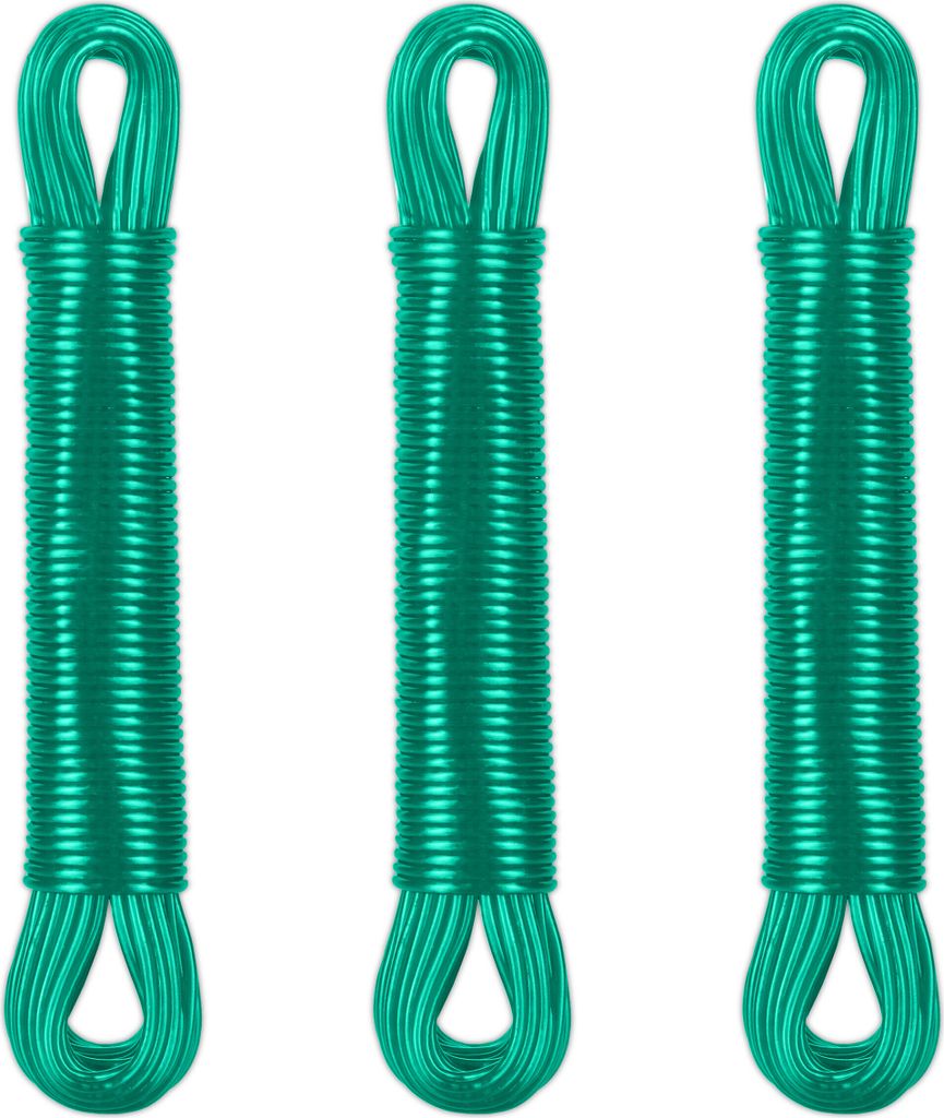 Set di 3 stendibiancheria Relaxdays, 20 m, corda in PVC con Immagine del prodotto 