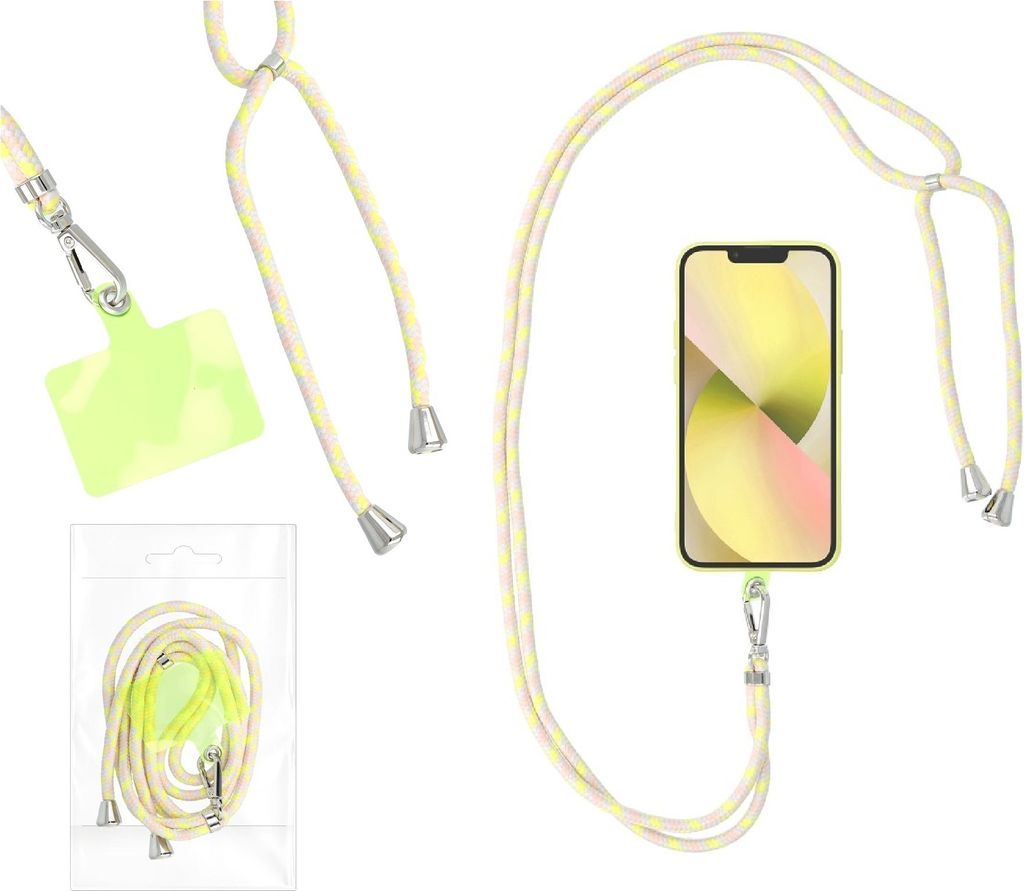 Hakai Handykette Rope Umhängeband für Motorola moto e6 Play, e6S 165cm lang kürzbar gelb Kordel Seil Band+ Hakai Pad
