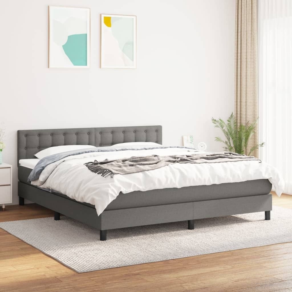 Maison Exclusive - Boxspringbett mit Matratze Dunkelgrau 180x200 cm Stoff